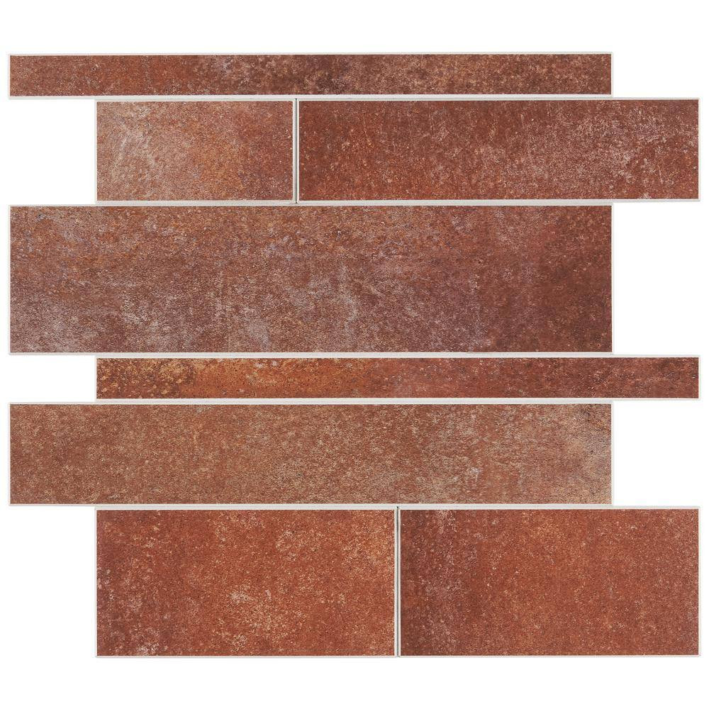 Luxe Core Railroad Terracotta 11.81 In. X 11.81 In. SPC Peel and Stick Tile (0.9