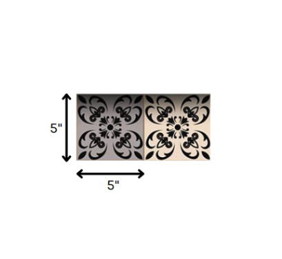 5″ X 5″ Light Grey And Cream Orchid Peel And Stick Removable Tiles