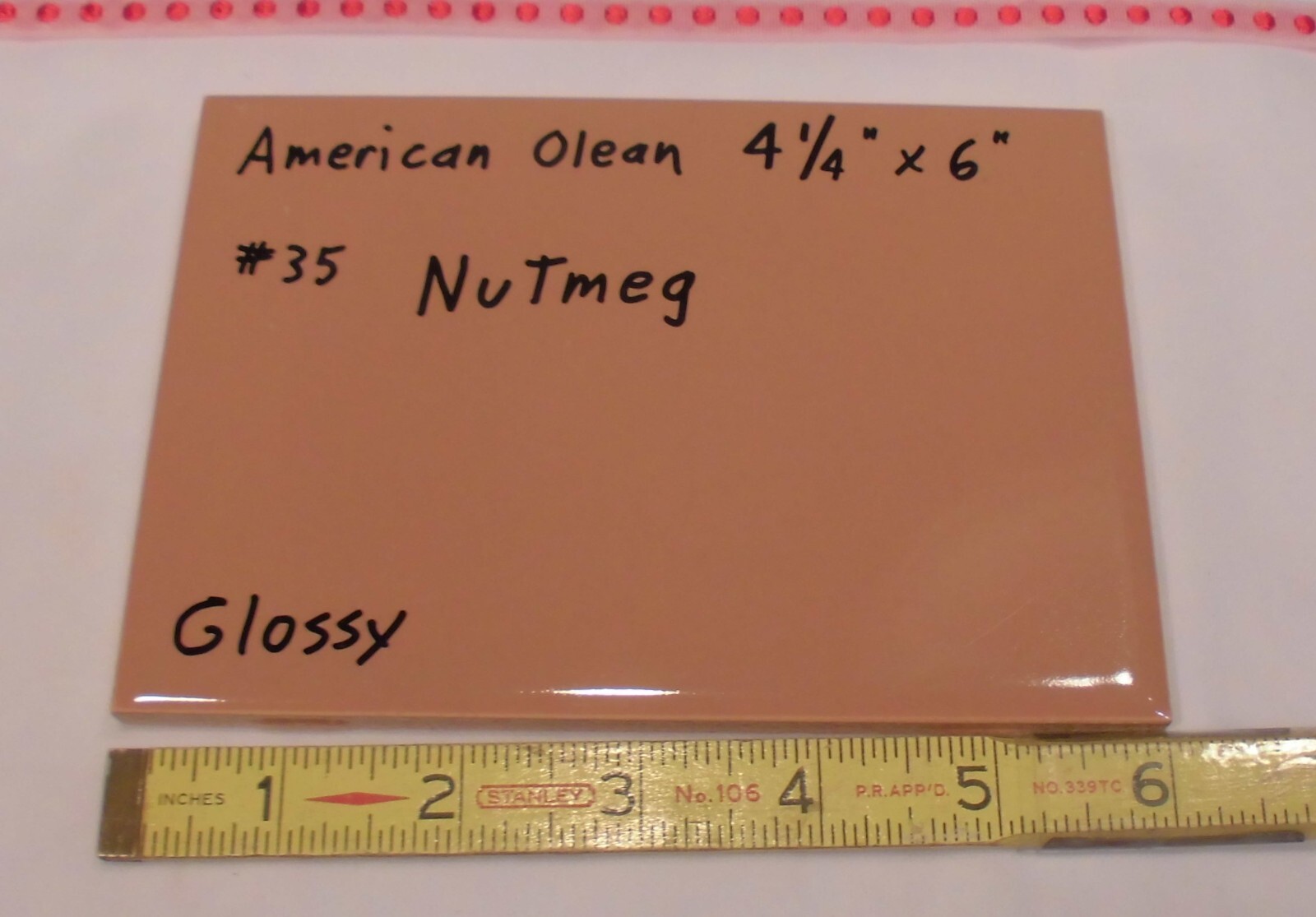 1 pc. *Nutmeg -Brown* Glossy Ceramic Tile #35 by American Olean 4-1/4″ X 6″ NOS