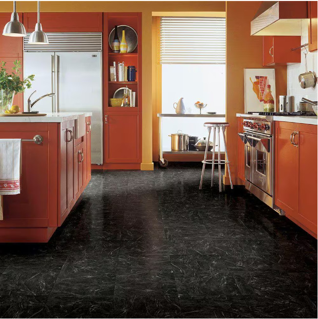 Black Marble 12in x 12in Peel Stick Water Resistant Vinyl TrafficMaster 30 sqft