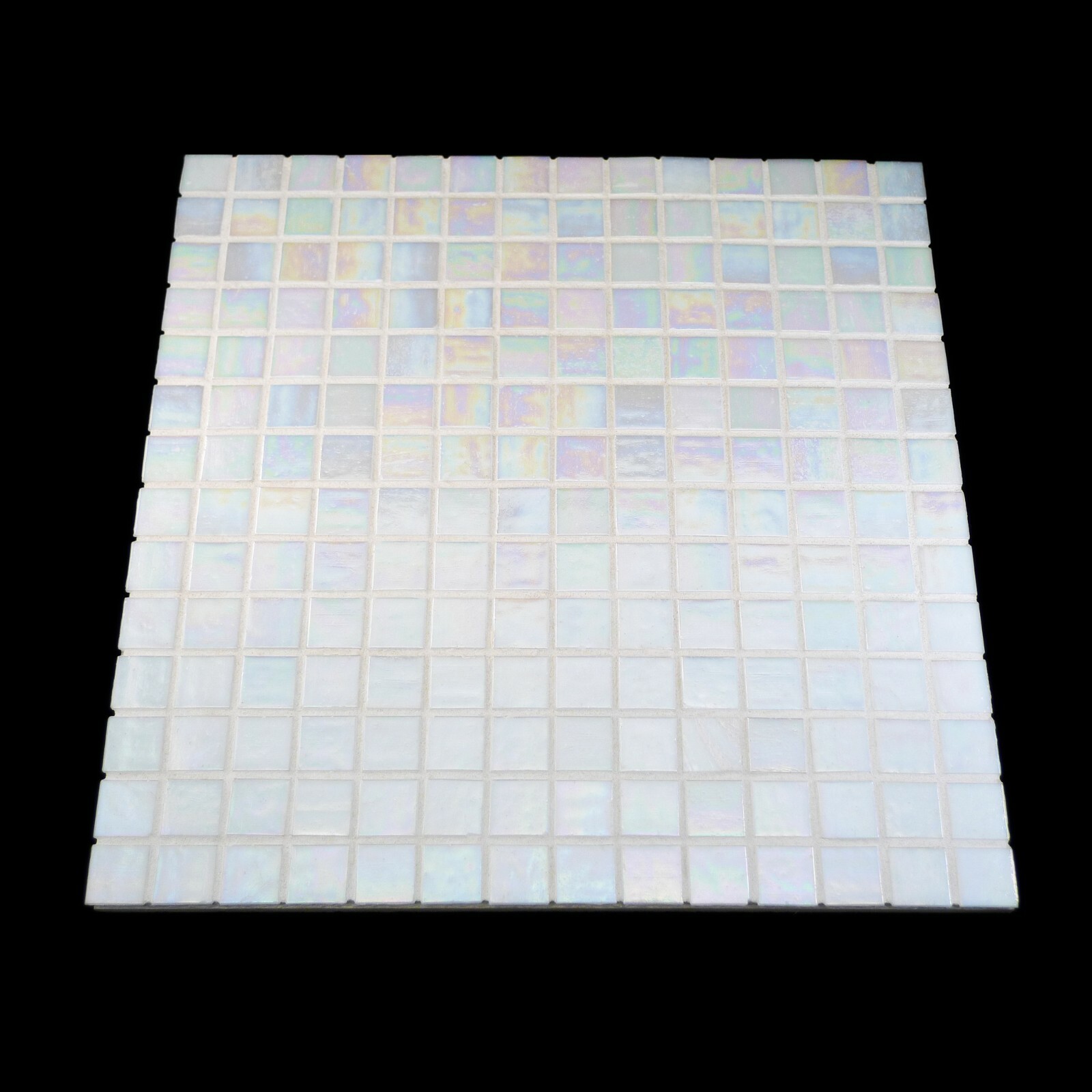 White Iridescent Mosaic Glass Tile for Kitchen & Bath