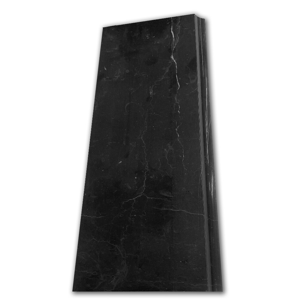 N12H Nero Marquina Black Marble 5×12 Baseboard Edge Trim Molding Honed