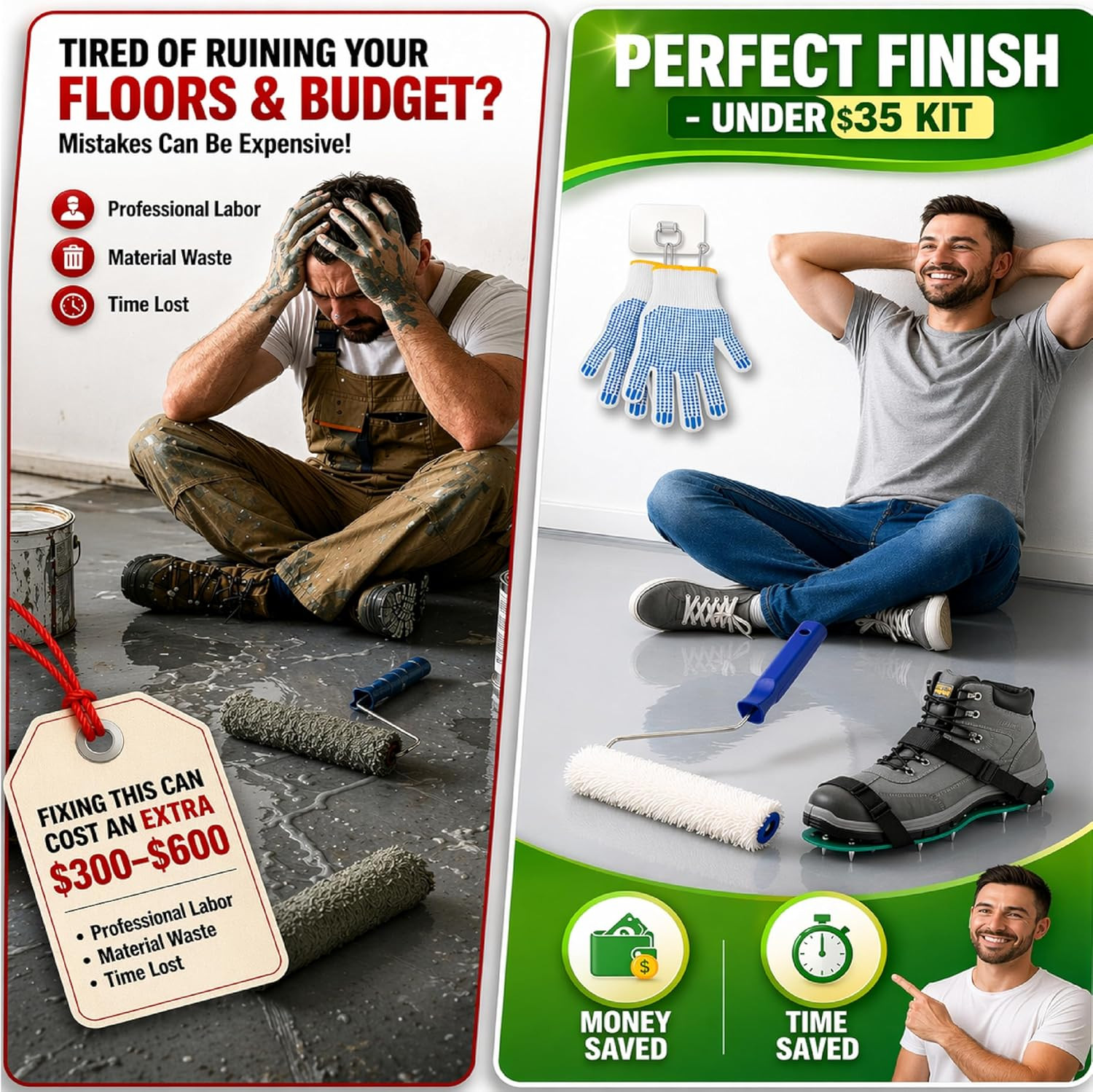 Premium Epoxy Shoes Spikes & 9 Inch Spiked Roller for Self Leveling Compound