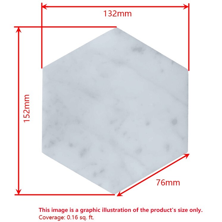 N36P Nero Marquina Black Marble 6 inch Hexagon Tile Polished