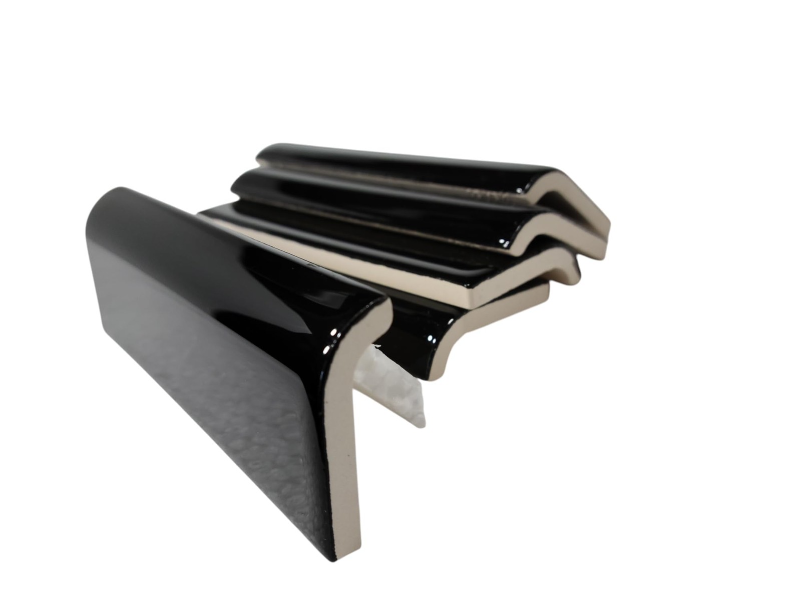 Black 2 x 6 in Ceramic Tile Bullnose Mud Cap Trim Edge 2×6 inch Mudcap American