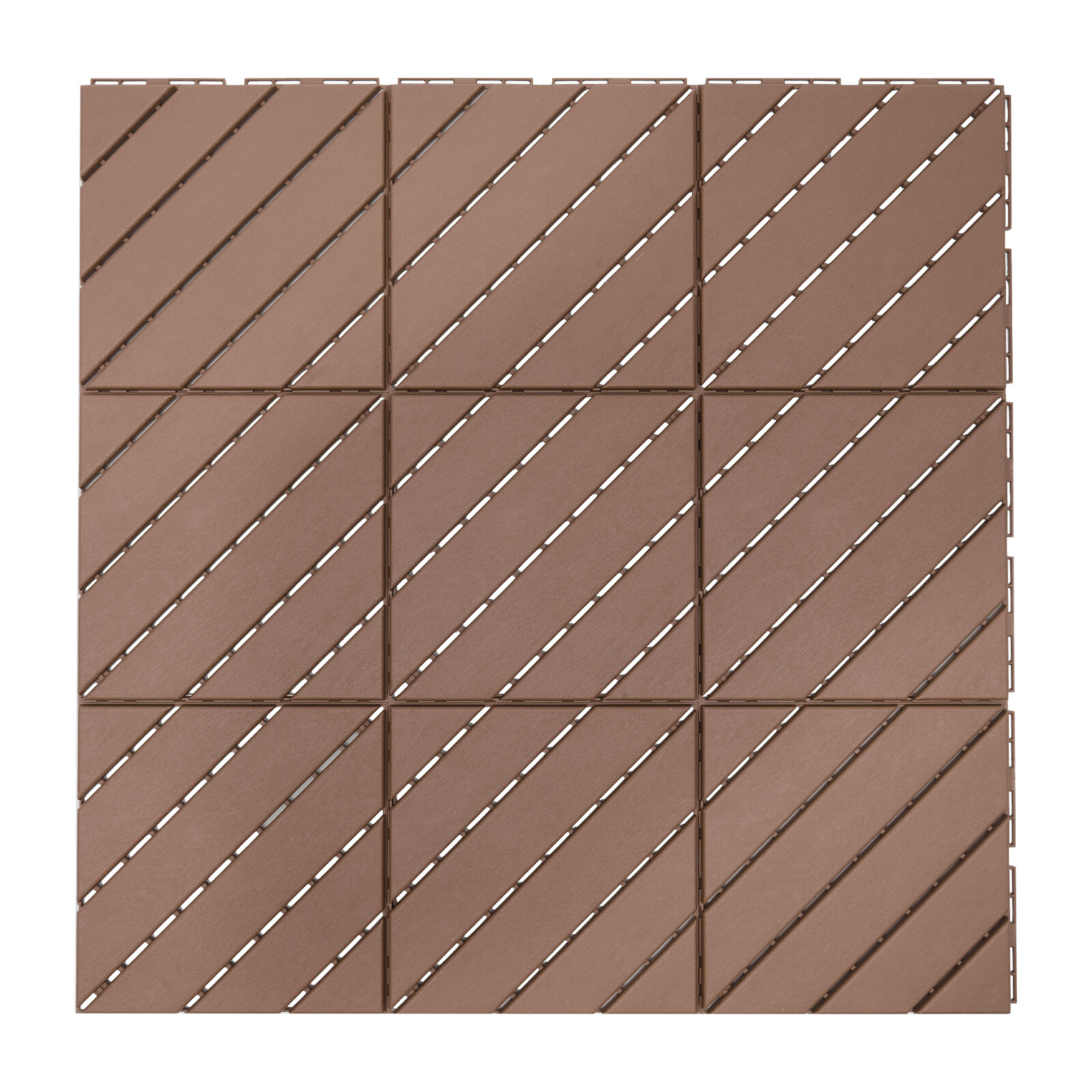 27 PACK Plastic Interlocking Deck Tiles Outdoor Patio Flooring Coffee 12″x12″.
