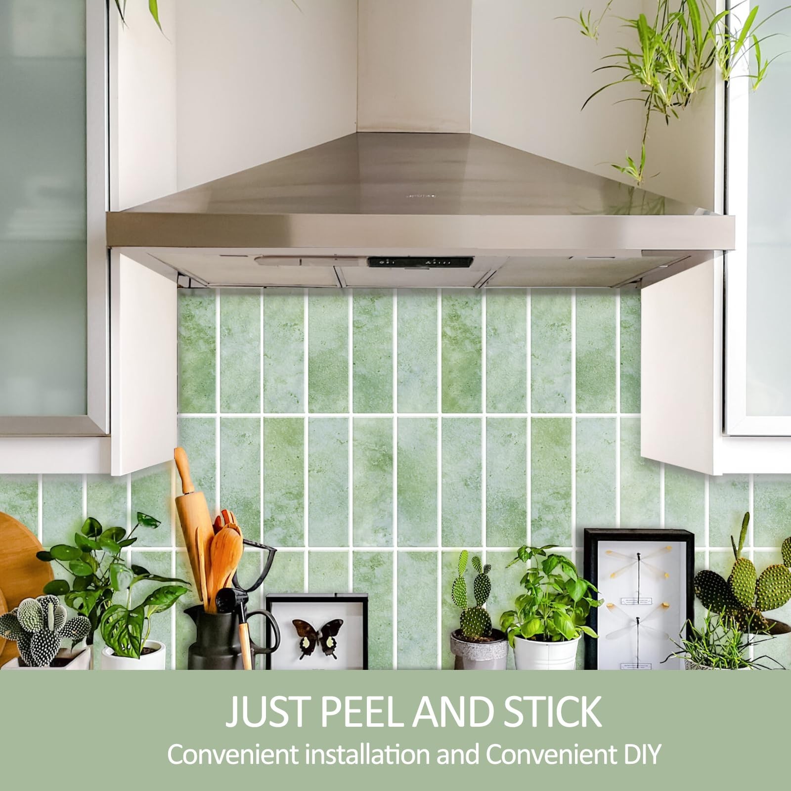 Green Peel and Stick Backsplach Tile, 12″x12″ Back Splash Stick on Tiles for …