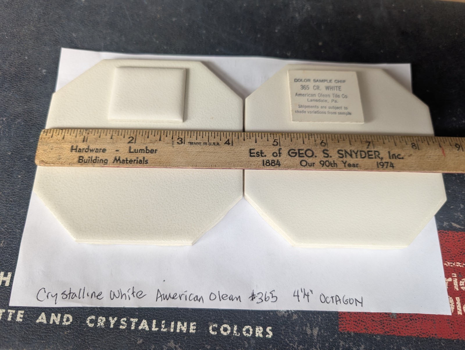 4 pcs American Olean Vintage Ceramic Tile 4 1/4″ Crystalline White Octagon #365