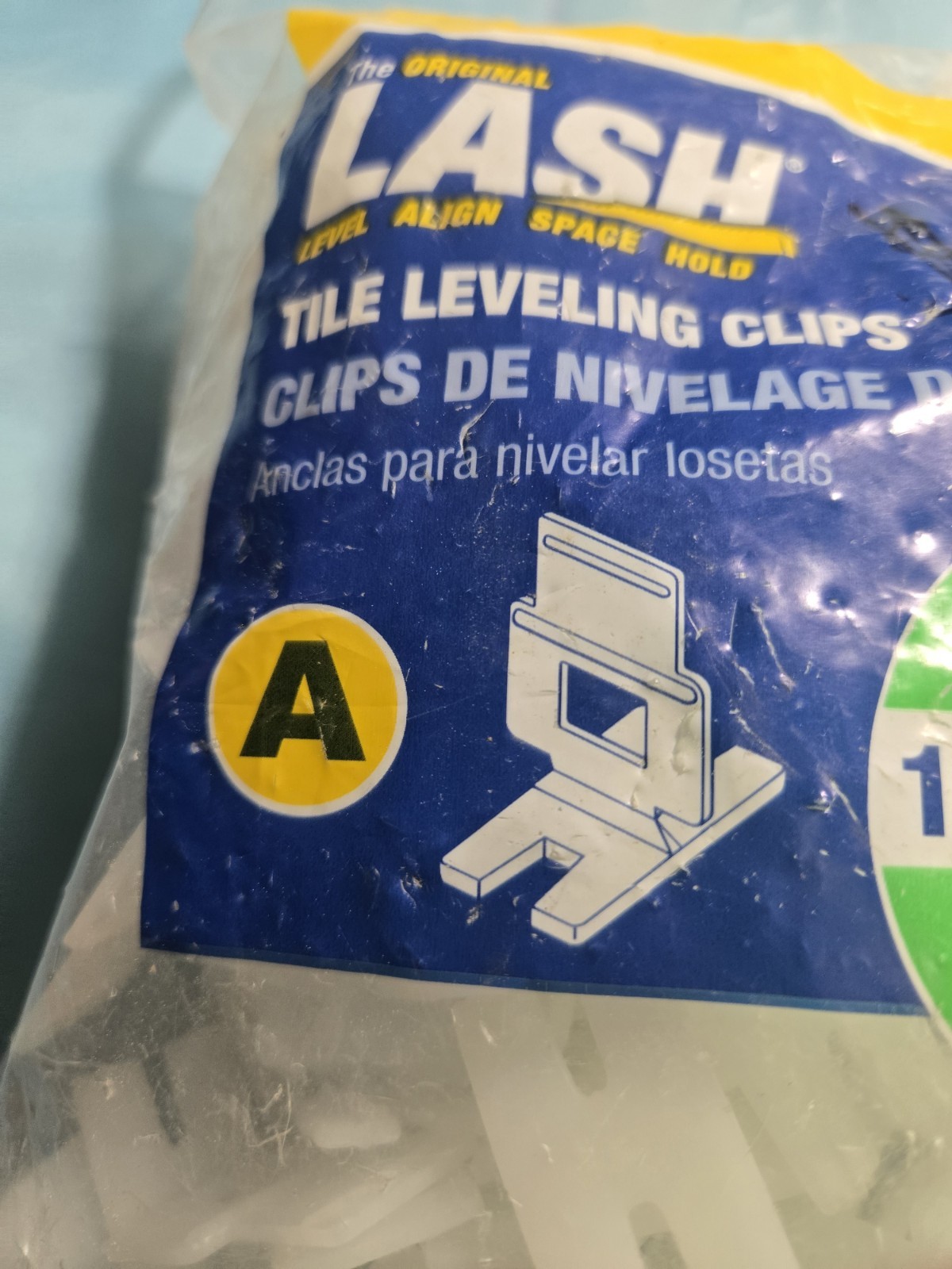 LASH Flat Floor and Wall Tile Leveling System Clips 1/16” 1.5 MM Part A 100 Pk