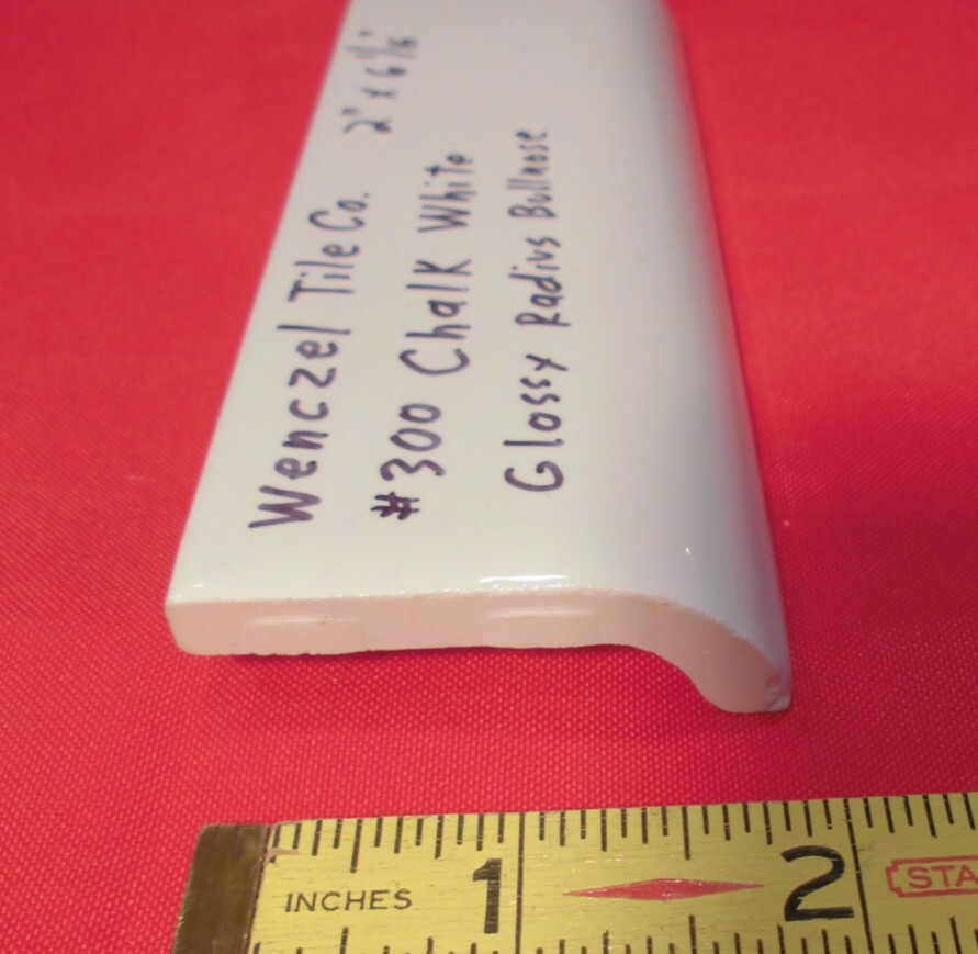 1 pc. Chark White: Glossy Ceramic Bullnose Tile by Wenczel 2″ X 6-1/16″ Mud-Cap