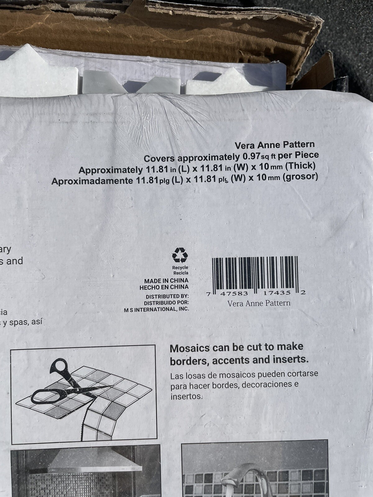 New 1 Box (10 Pcs) MSI Vera Anne Pattern 11”x11” , 10 Mm Thick