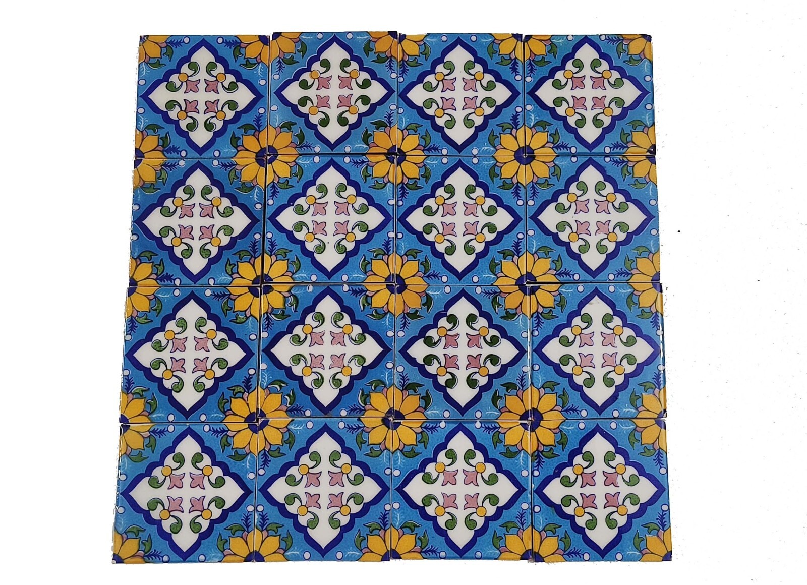 Interior Exterior Flooring Wall Ceramic Tile Mural Mosaic Floral Set of 28 Pcs.