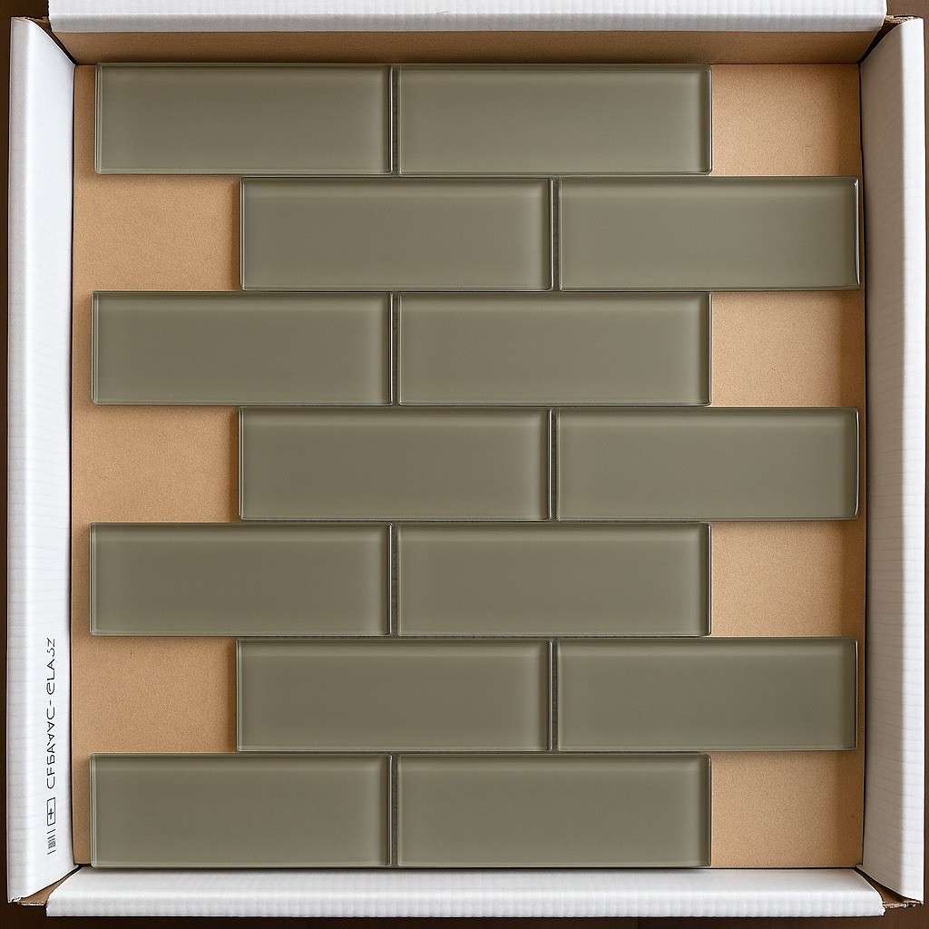 Momentum Gray Glass Mosaic Tile Sheets Hexagonal Rectangle Novelty Glossy