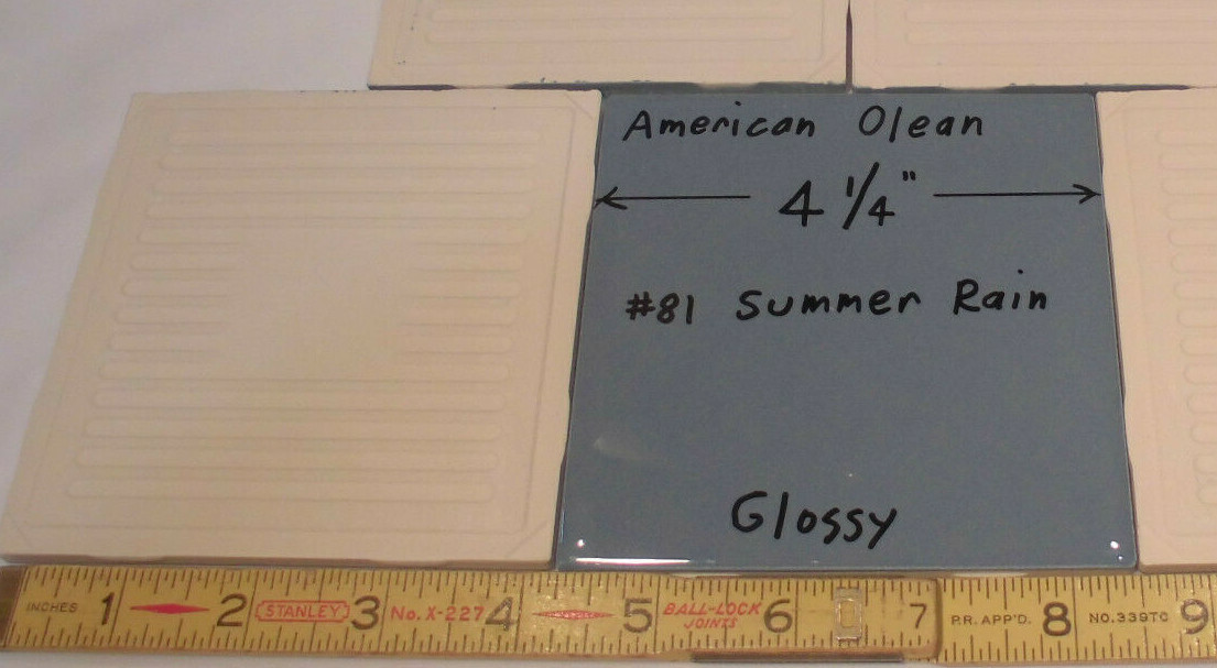 1 pc. Glossy Ceramic Tiles *Blue-Gray * by American Olean 4-1/4″ *Summer Rain*