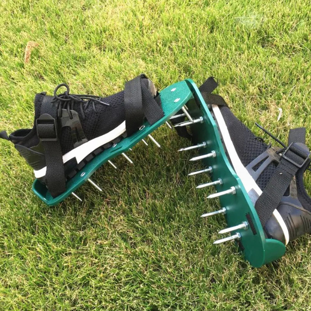 1 Pair Lawn Aerator Shoes Ground Spiked Garden Lawn Aerator Shoes Buckles Tools