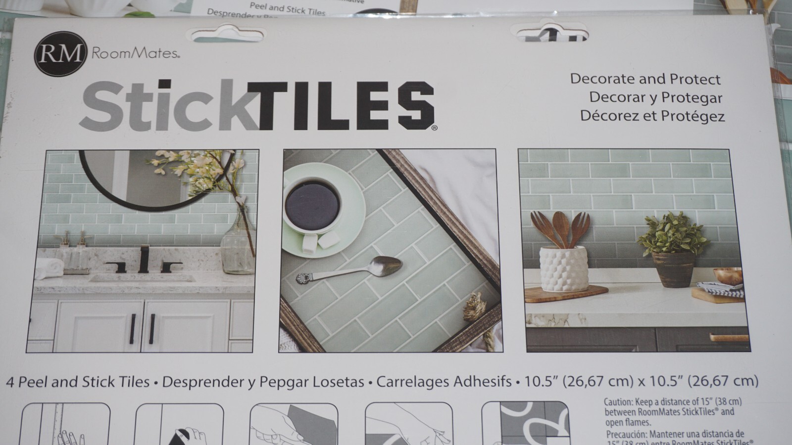 x3 RoomMates StickTiles Teal Subway – Peel & Stick Tile Backsplash TIL4964FLT