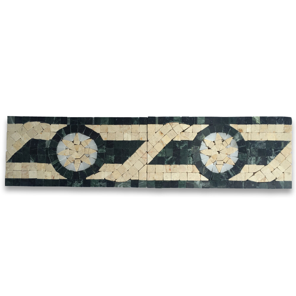 B0071P Marble Mosaic Border Accent Listello Tile Legend Jade 3.5×7.1 Polished