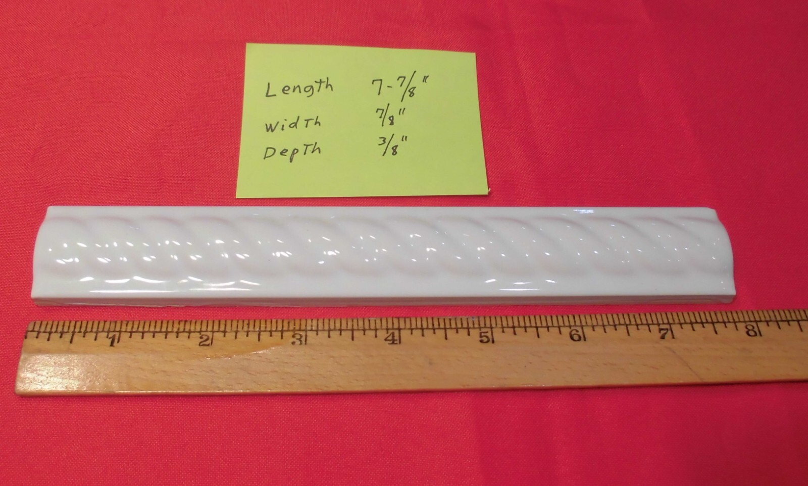 1 pc. Brilliant White: Glossy Ceramic Tile: Liner – Sizzle: 7-7/8″ X 7/8″ Rope