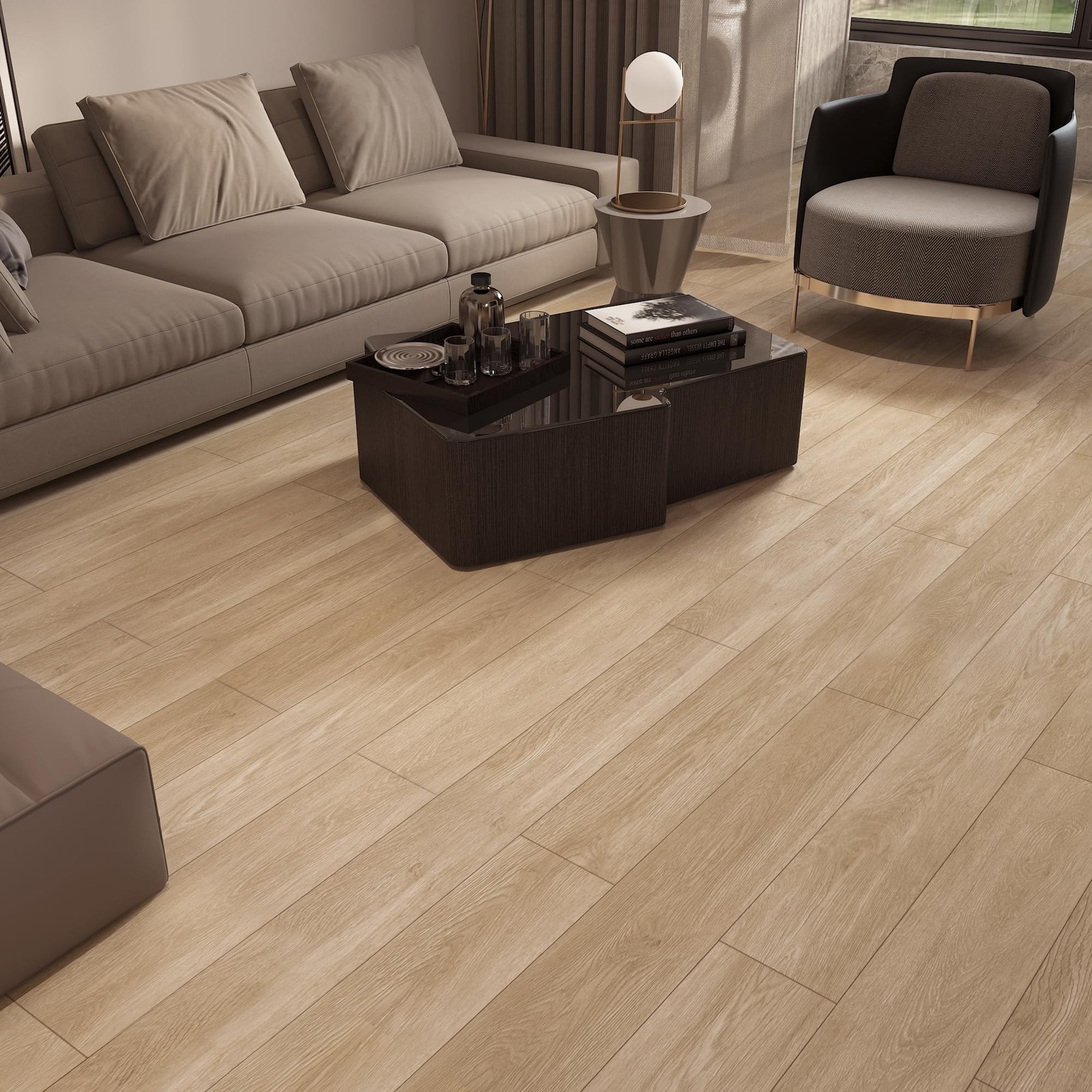 Boobest Peel and Stick Vinyl Flooring Roll Wood Grain Waterproof Self Adhesiv…