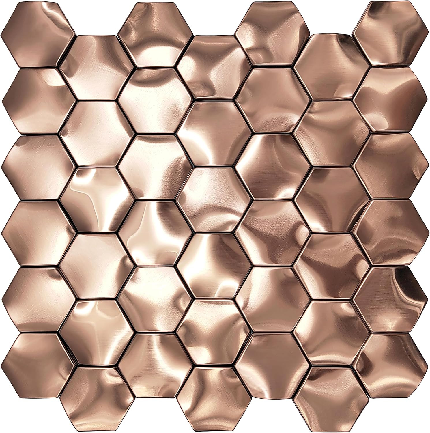 Copper Hexagon 3D Wall Panels – 5 Mosaic Tiles for Stunning Bathroom Backsplash