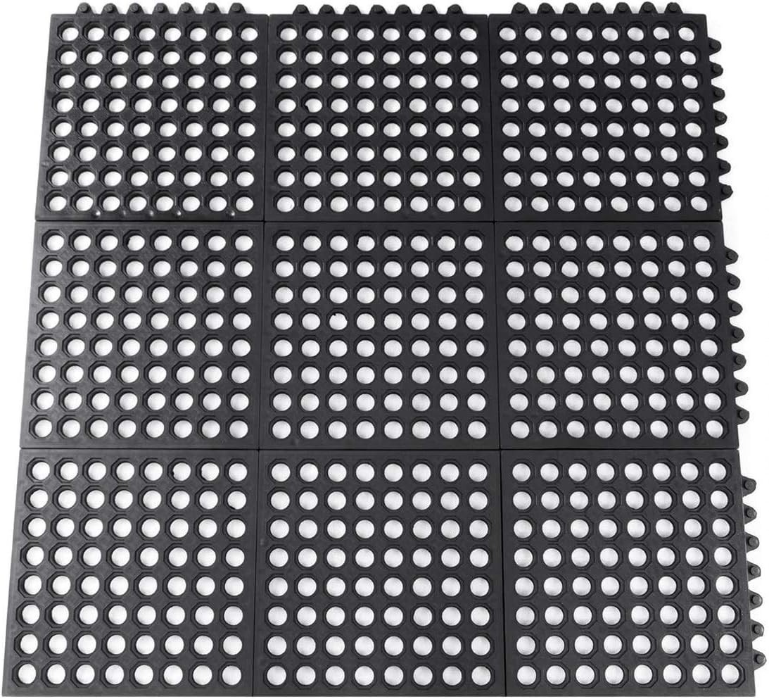 9 Pack 11.8″ x 11.8″ Modular Rubber Interlocking Floor Tiles Kitchen Shower pool
