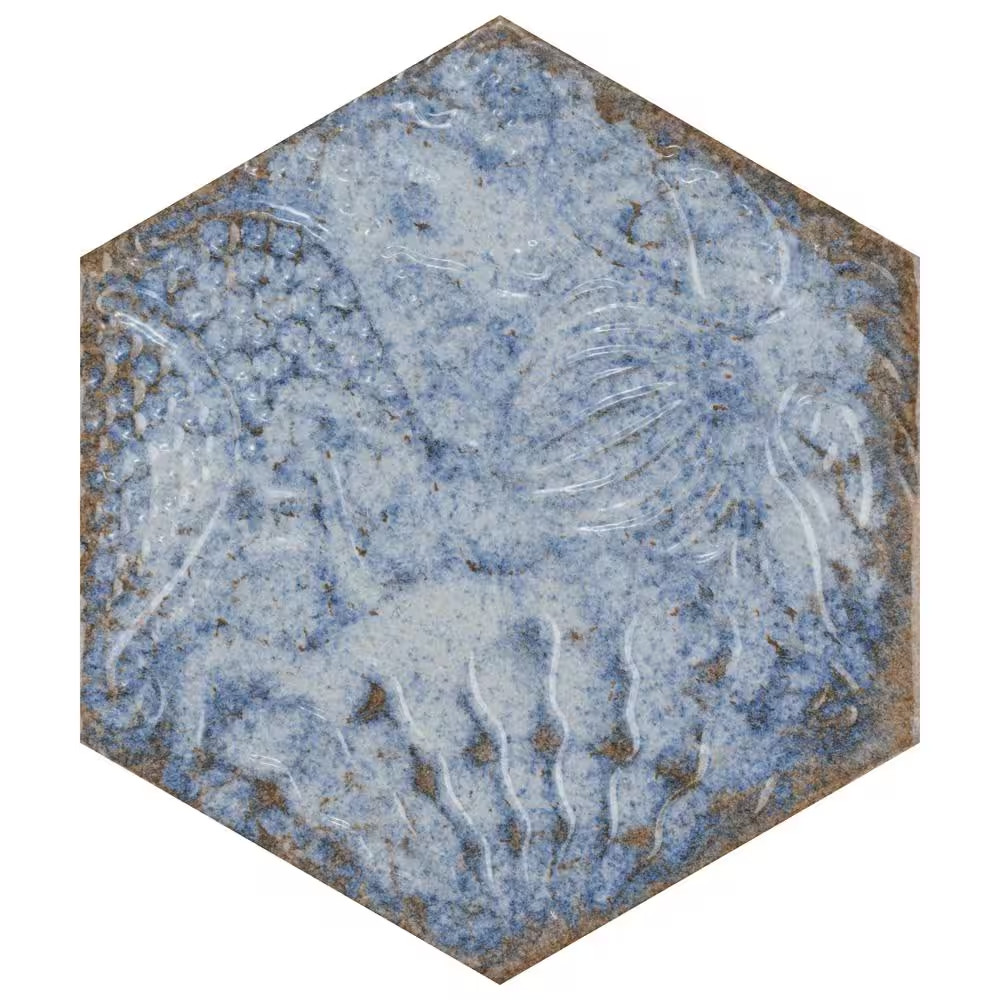 Gaudi React Hex Marina 8-5/8 In. X 9-7/8 In. Porcelain Floor and Wall Tile (11.5