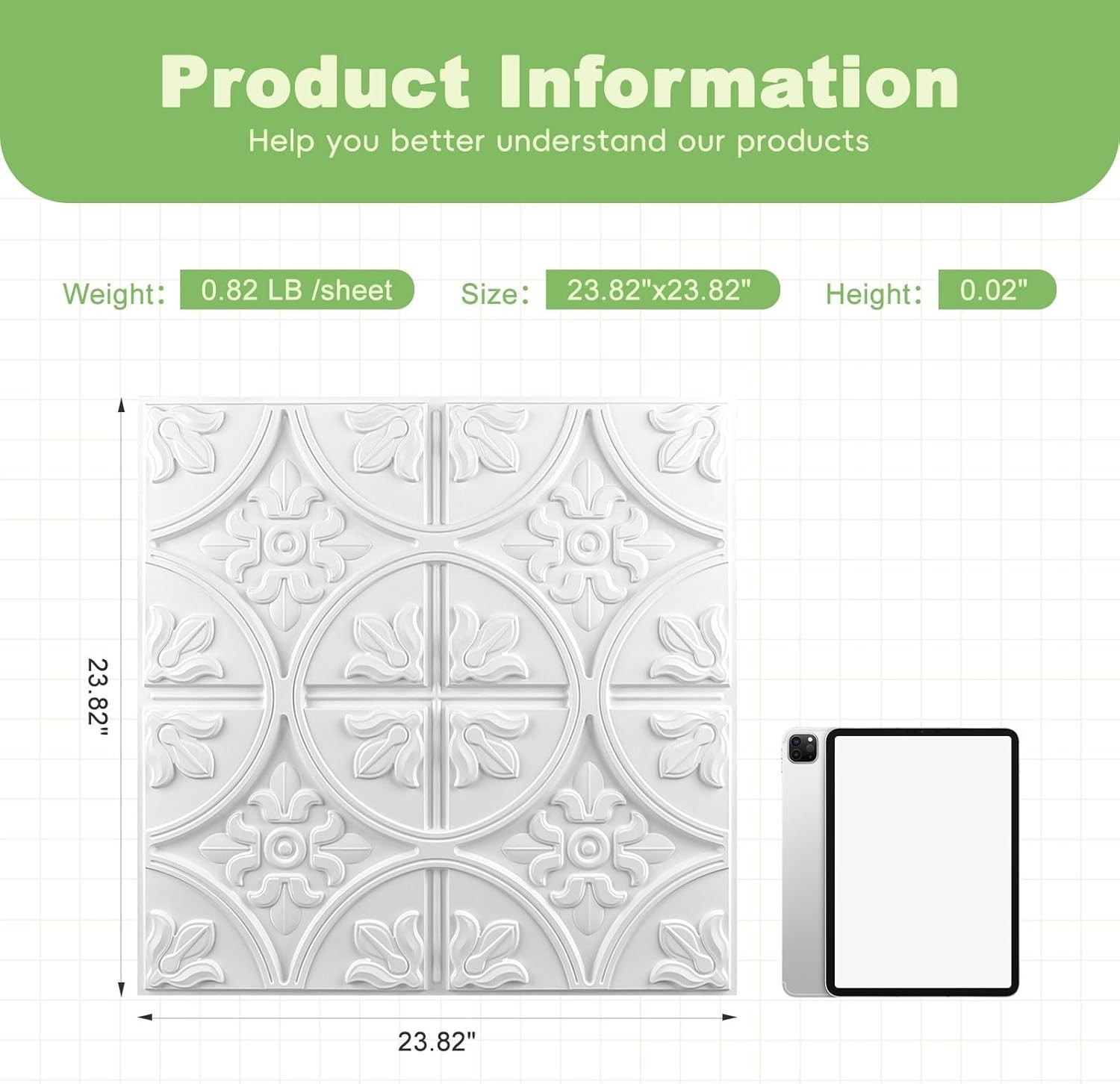 Traditional Style White Ceiling Tiles 2×2 – 12 Pack