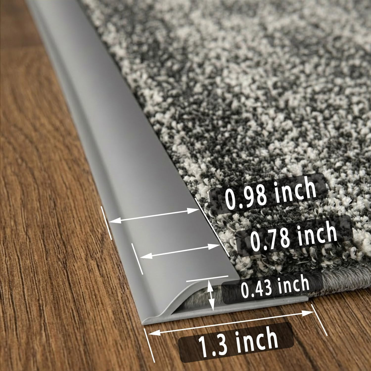 Carpet to Tile Transition Strip, Carpet Edge Trim, Gray 20Ft | Self Adhesive