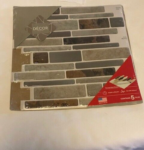 Decor Peel and Stick Mosaics Natural Linear faux tiles 5 pack
