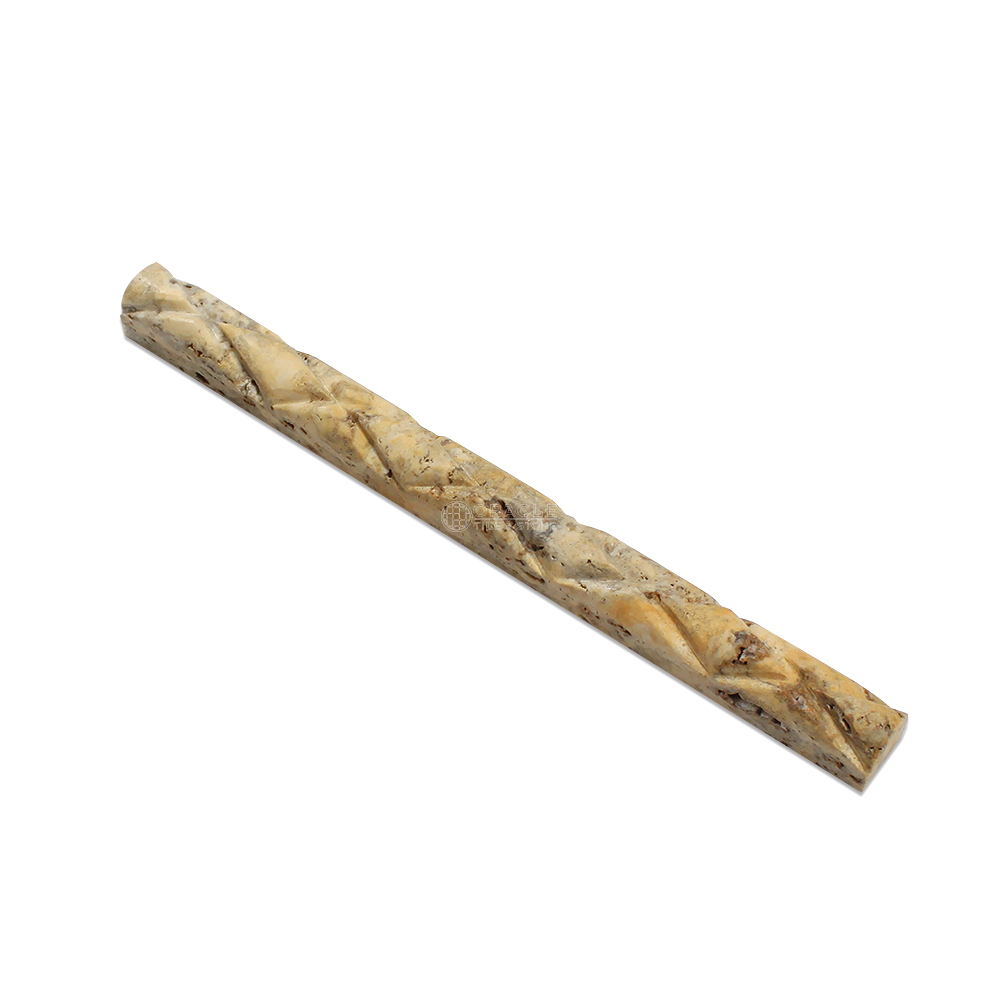Scabos Travertine 1″ X 12″ Diamond Rope Liner Trim Molding, Honed