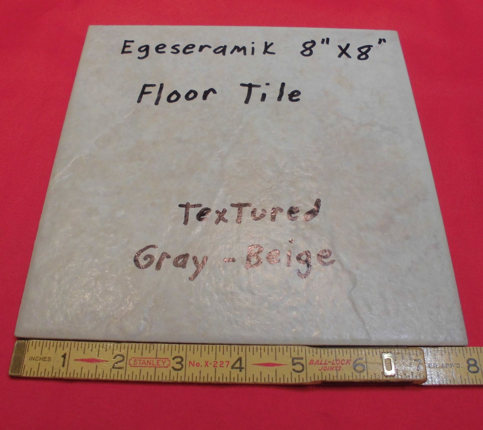 1 pc. Textured *Gray-Beige* Ceramic Floor Tile 8″ X 8″ actual size 7-7/8″