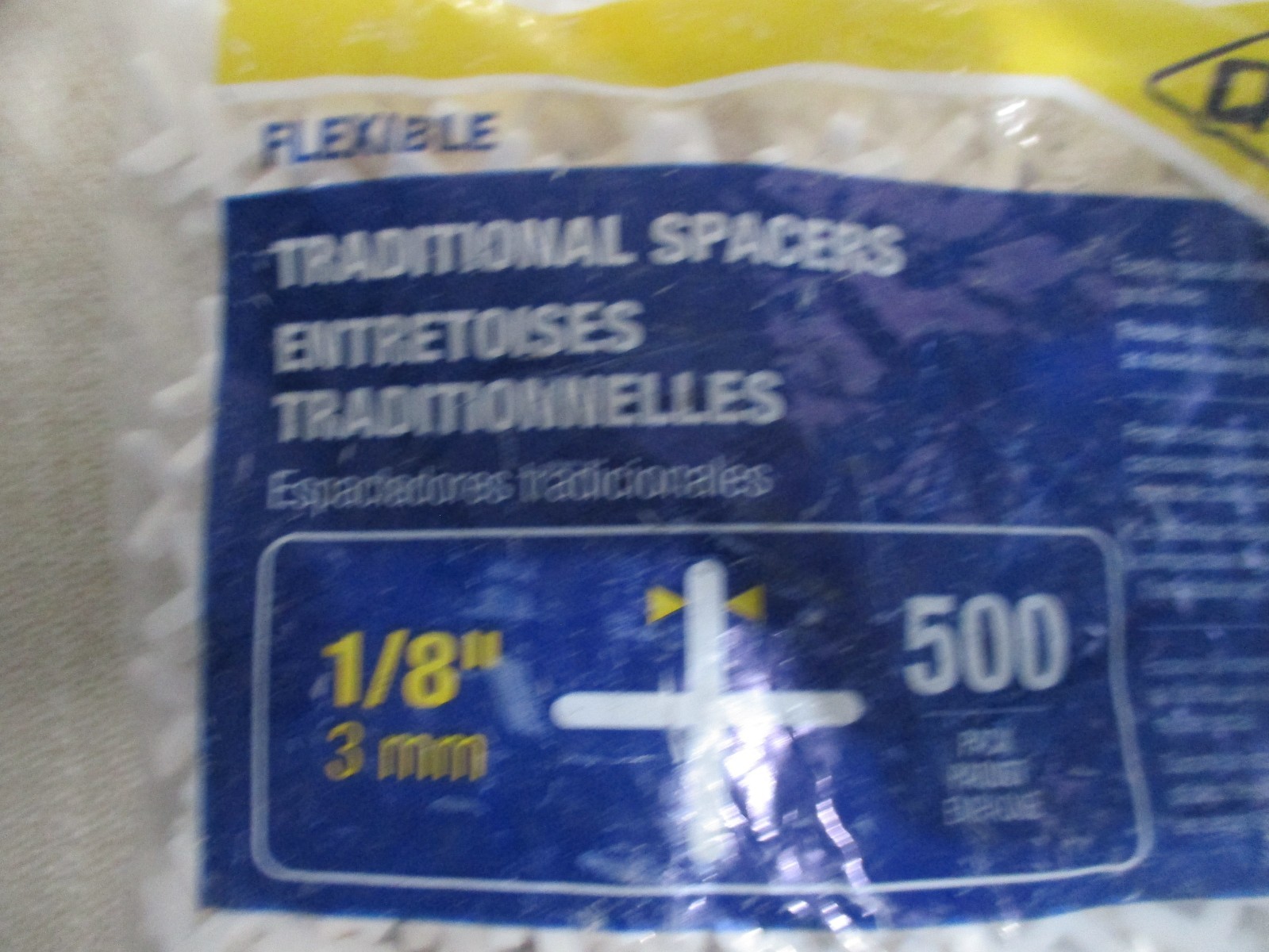 500 count TILE SPACERS 1/8″ 3mm White Flexible PVC Cross QEP 10335 New