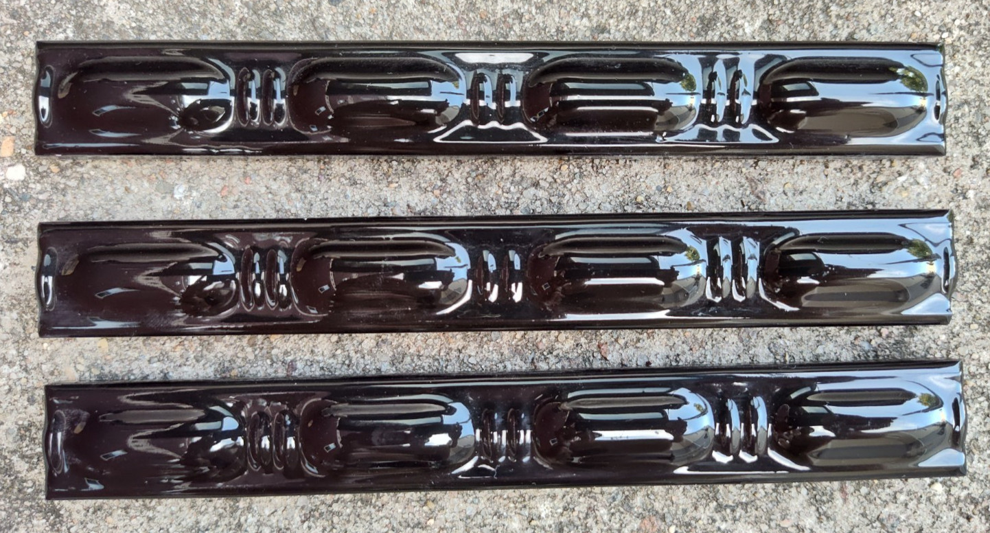 LOT (8) VTG 25mm * 200mm ITALY CERAMIC BORDER TILE LISTELLO VENEZIA NERO – 8pcs