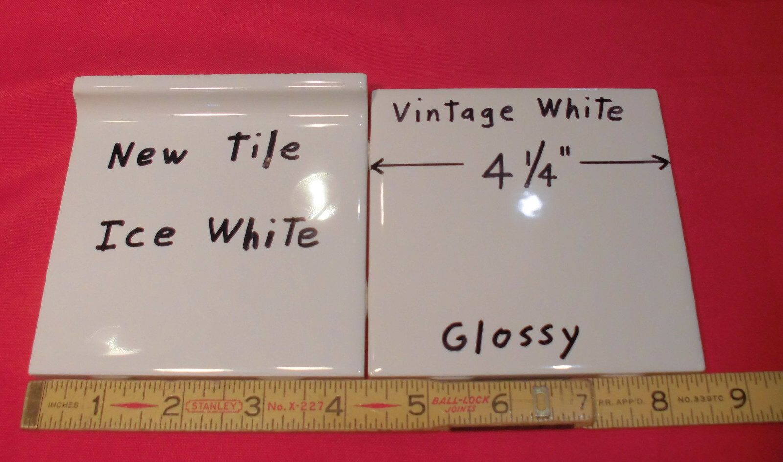 1 pc. Vintage White: 4-1/4″ Glossy Ceramic Tile from the 1990’s New Stock, USA
