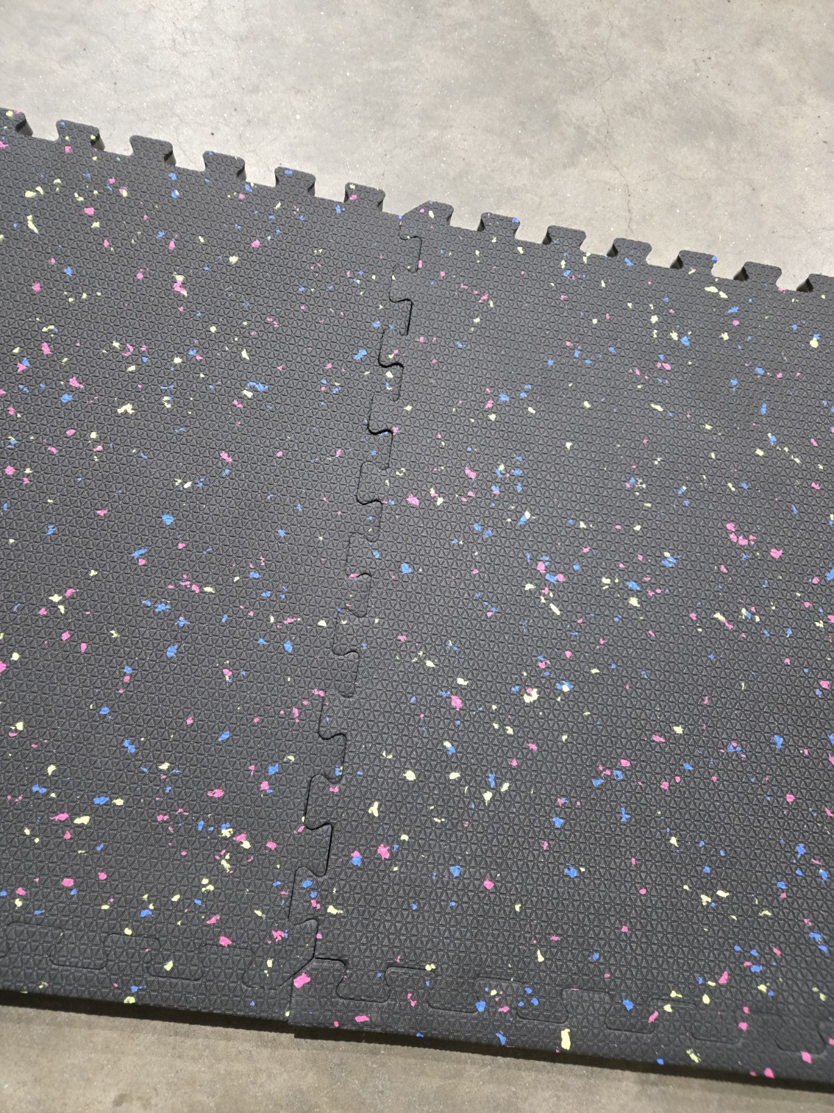 Norsk Multi Purpose Floor Tiles 12 Pack Black with Multi Colors Paint Dots (38D)
