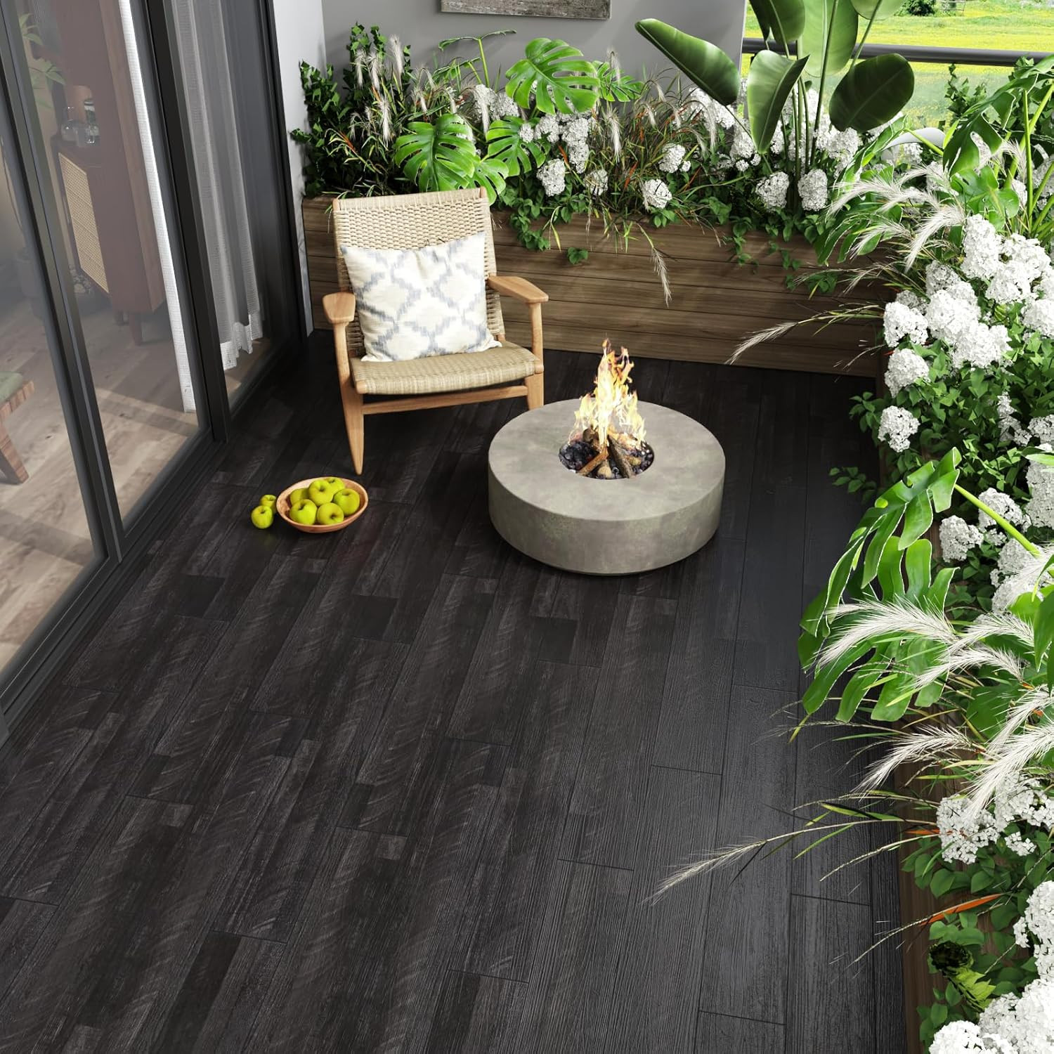24-Pack Waterproof Dark Grey Vinyl Peel and Stick Floor Tiles – 6″x36