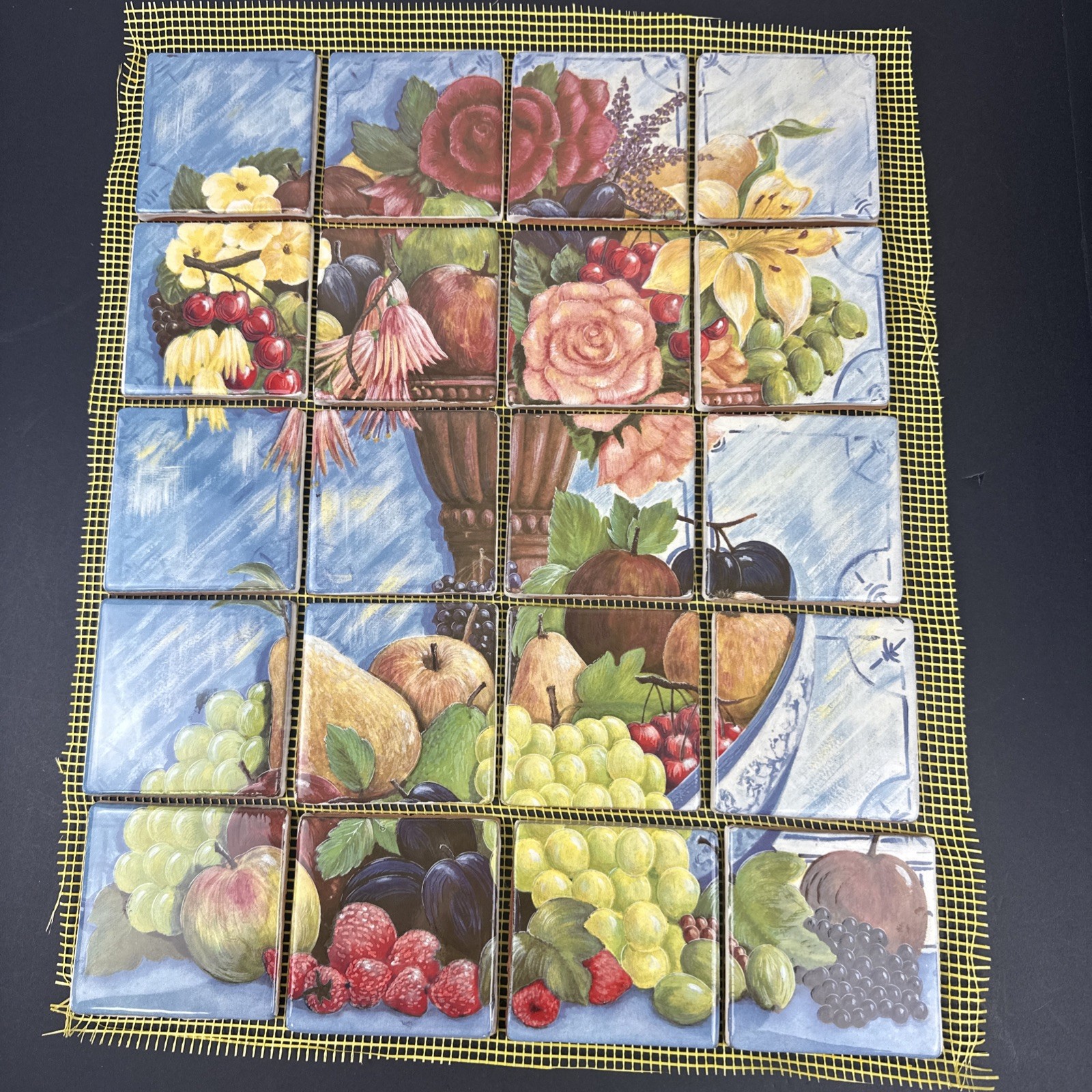 16″x20″ 20pc 3.75″ Ceramic Clay Tile Mosaic Mural Fruit Floral Backsplash