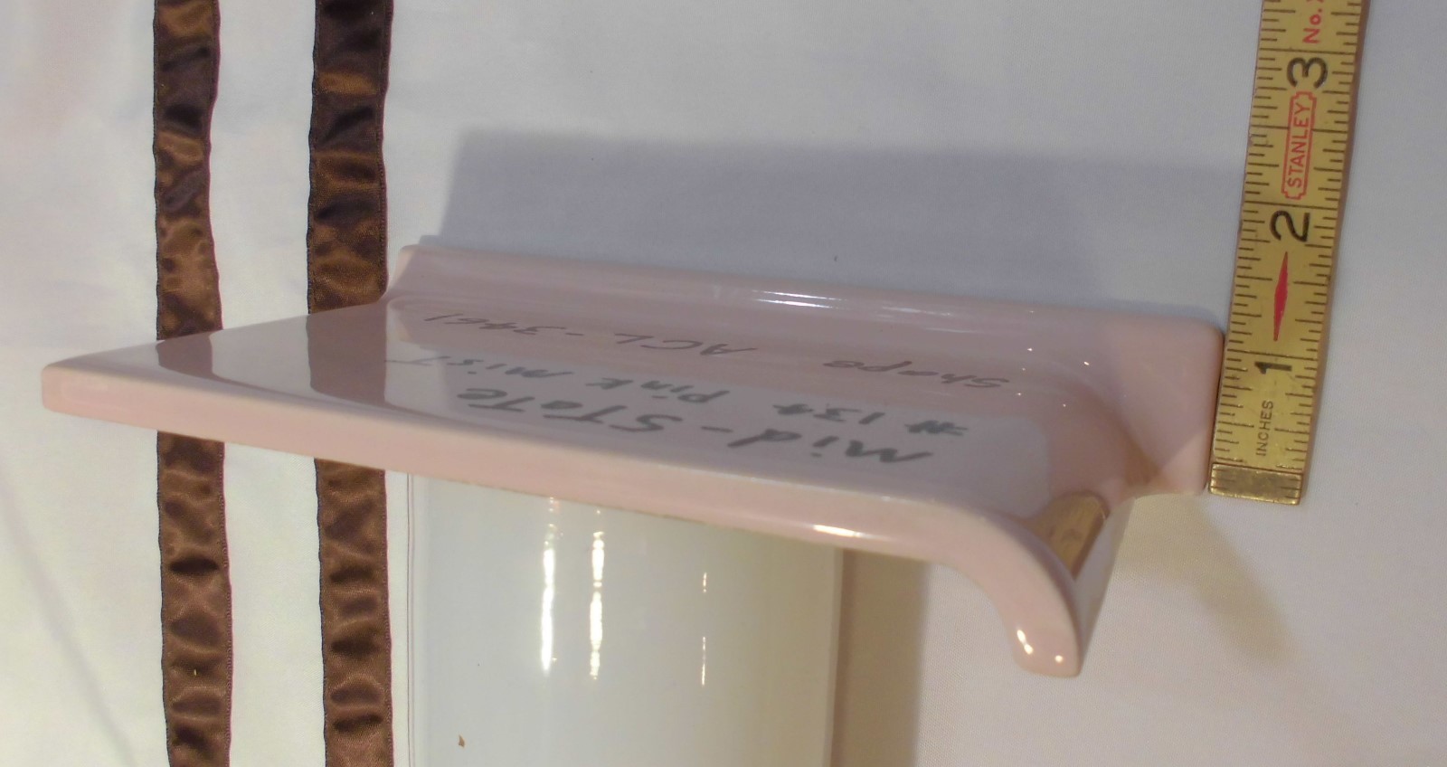 1 pc. Glossy *Pink Mist* 4” X 6” Ceramic Cove Base Outside Corner Tile-stack top