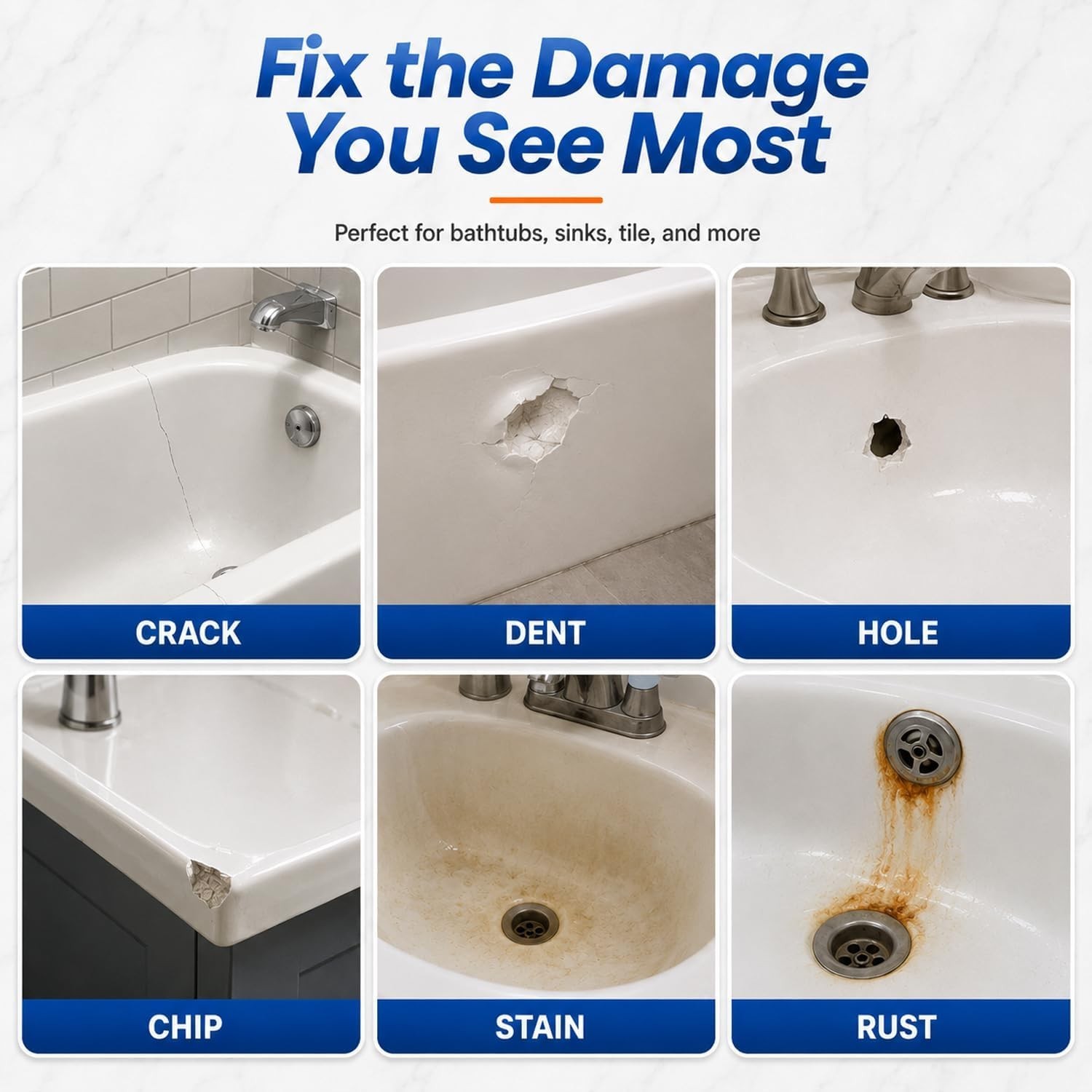 Tile Repair Kit (Pure White), Ceramic & Porcelain Tile Chip Repair Kit with Supe