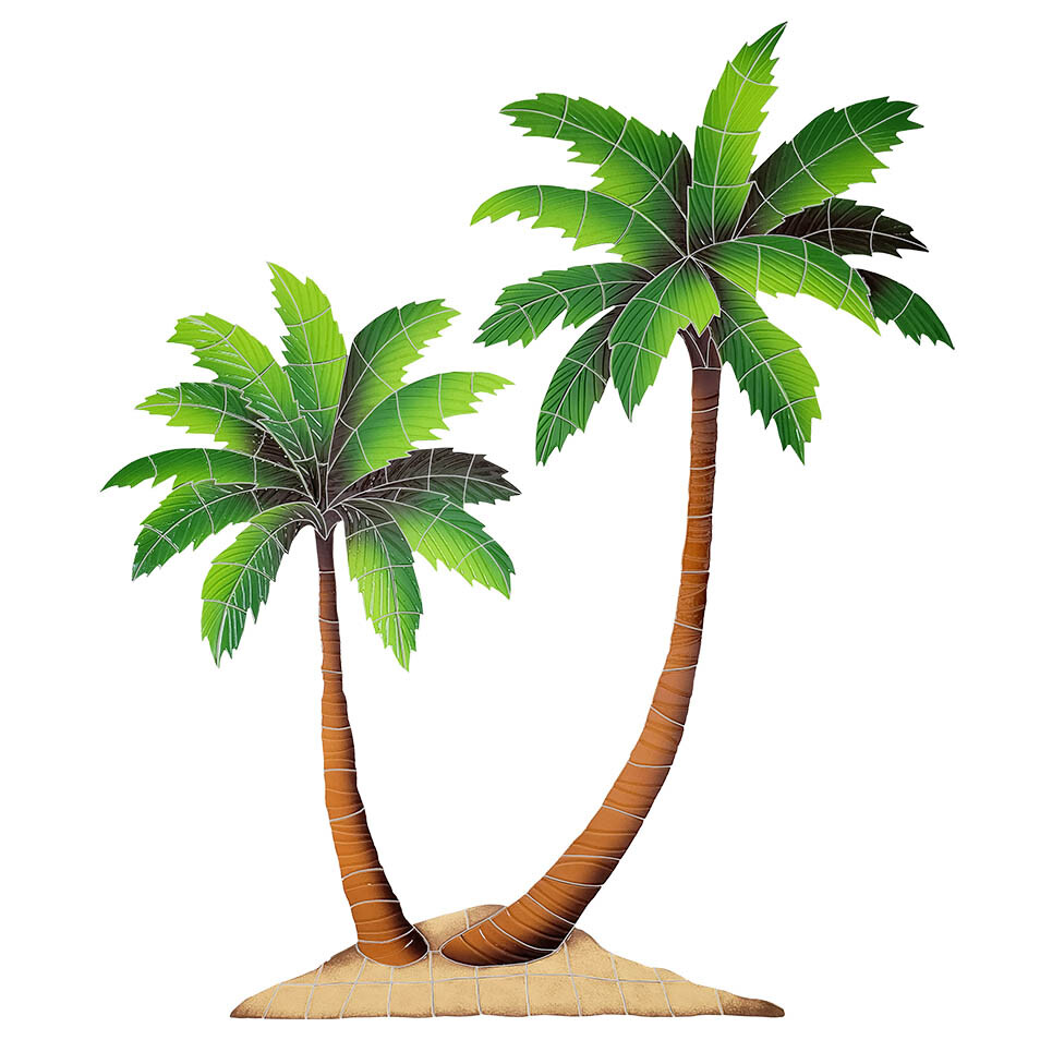 Twin Palm Trees Mosaic for Swimming Pool or Wall 52″ x 45″ – FREE SHIPPING –