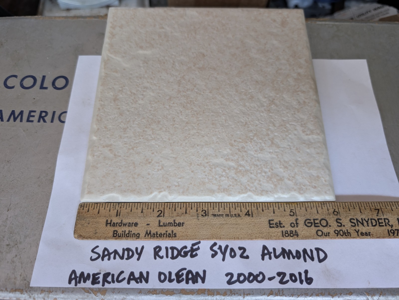 2 pcs American Olean Ceramic Tile Sandy Ridge series “Almond” SY02 6″ Square