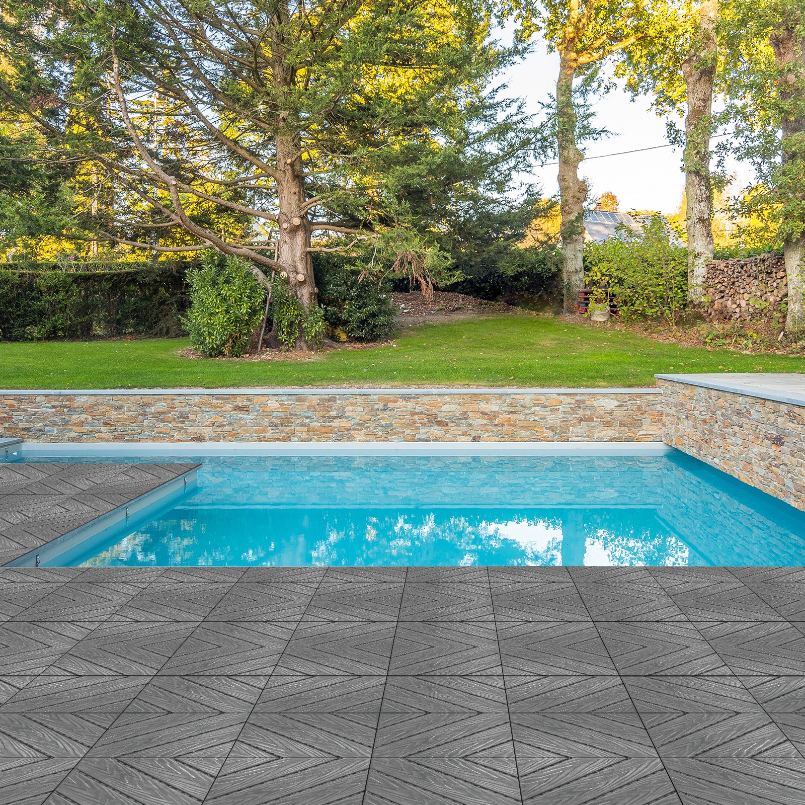 27PACK Plastic Interlocking Deck Tiles, 11.8″x11.8″ Waterproof Outdoor Flooring~