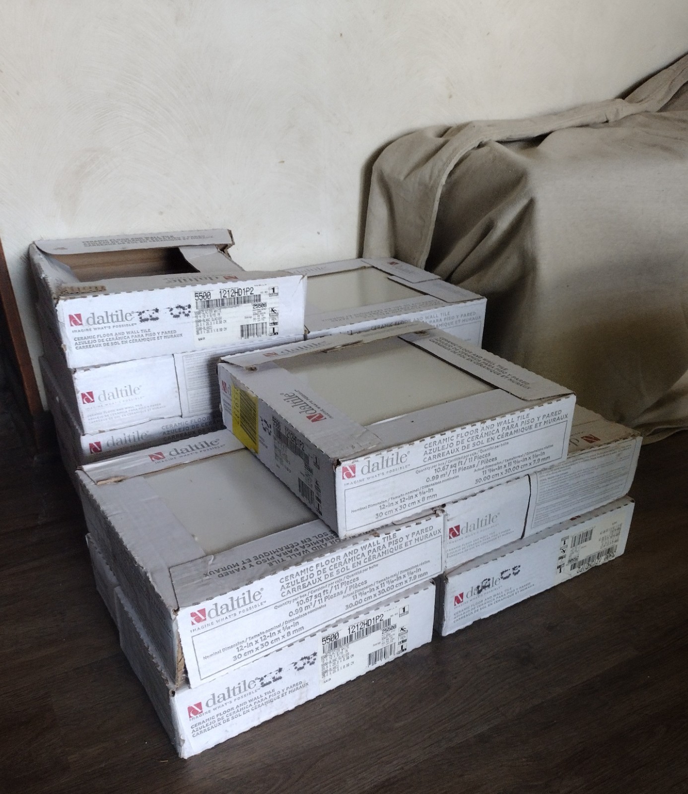 Lot of 11 Unopened Cases-Daltile Glacier White 12×12 Ceramic Tile-LOCAL PICKUP
