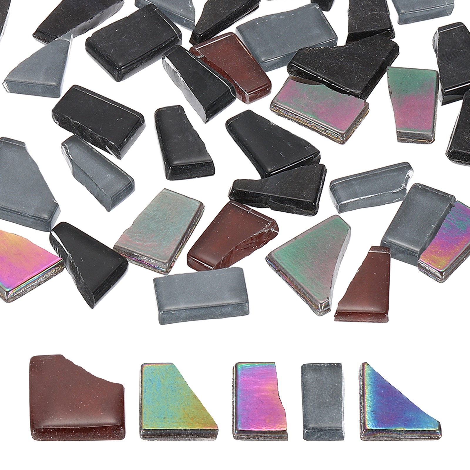 Irregular Glass Mosaic Tiles 200G/0.4LB Stained Glass Sheets Dark Series