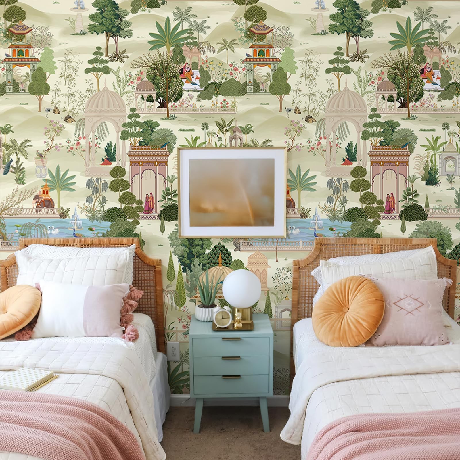 Exotic Tropical Green Wall Murals Peel and Stick 148″ W x 98″ H Botanical Ind…