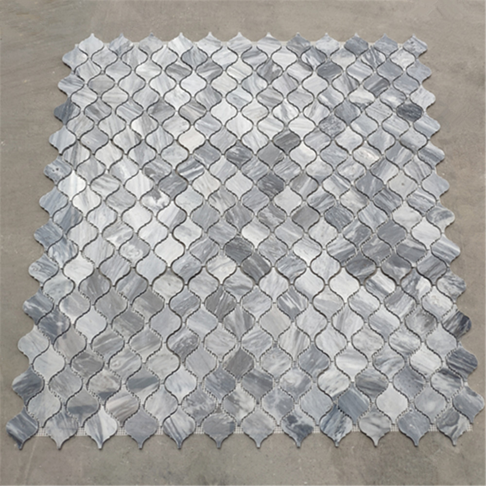 K892XH Arabesque Baroque Bardiglio Gray Marble Medium Lantern Tile Polished