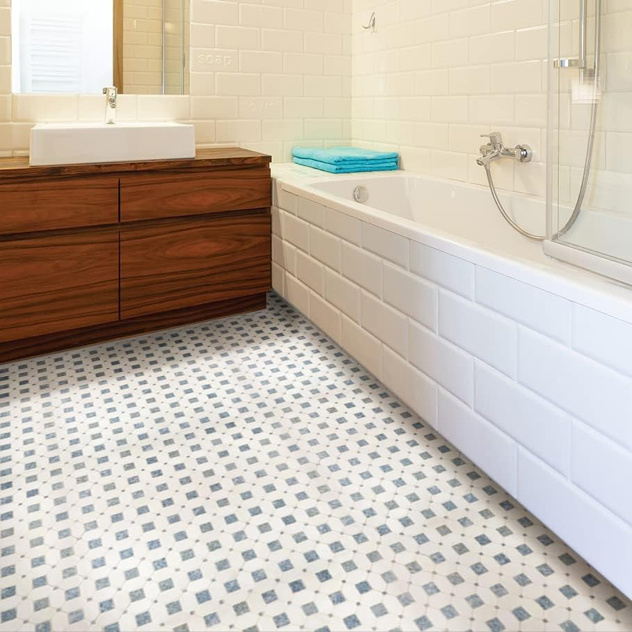 Azula 12×12 Polished Marble Geometric Mosaic Tile for Bathroom & Kitchen
