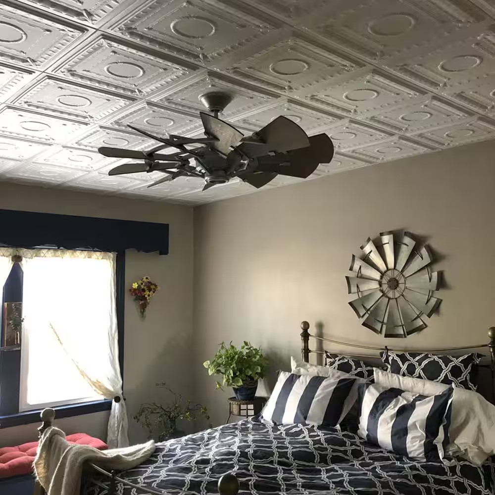 Romanesque 1.6 Ft. X 1.6 Ft. Glue up Foam Ceiling Tile in Plain White (21.6 Sq.