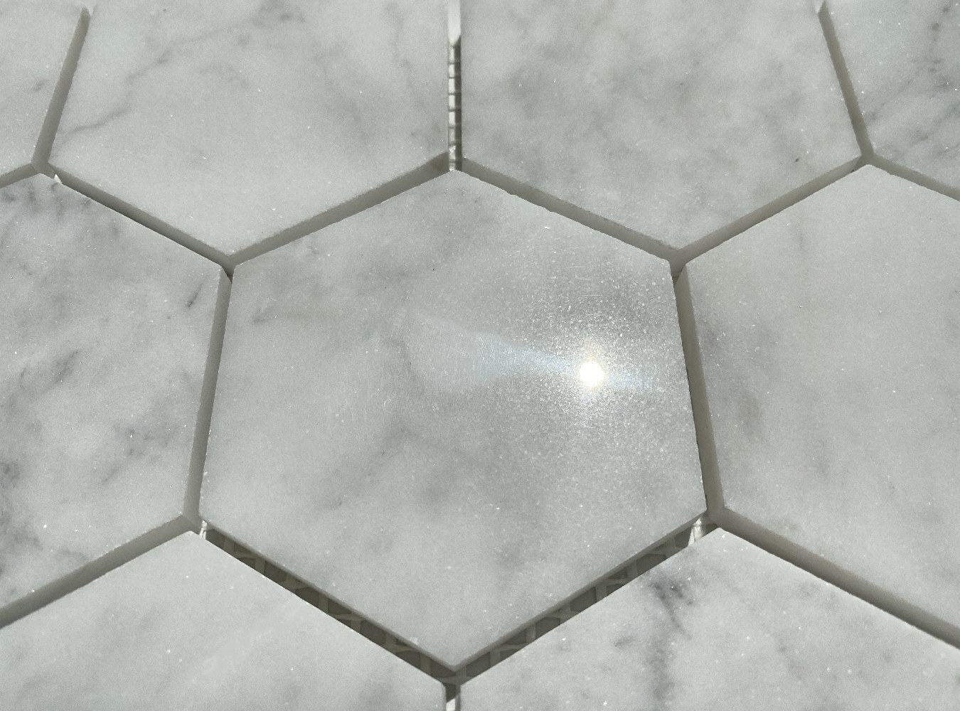 C33XP Carrara White Venato Marble 3″ Hexagon Mosaic Wall Floor Tile Polished