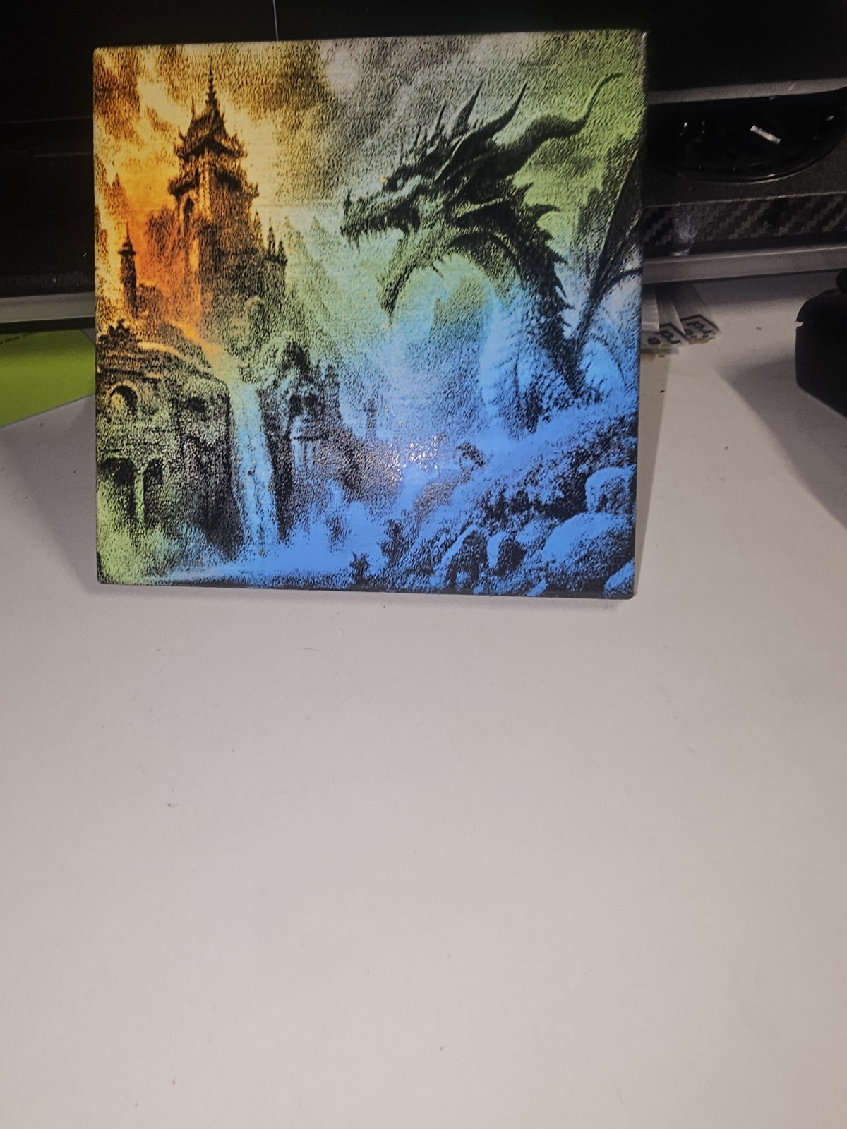 SB Ceramic Wall Tile Fantasy Dragon Castle Glossy 4×4 in Square Model C88